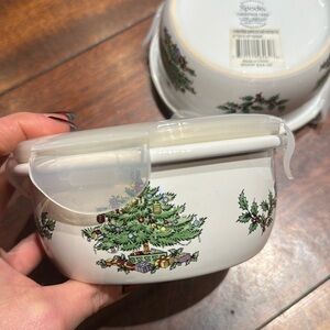NWT TWO Spode Christmas Tree storage jar with lock lids